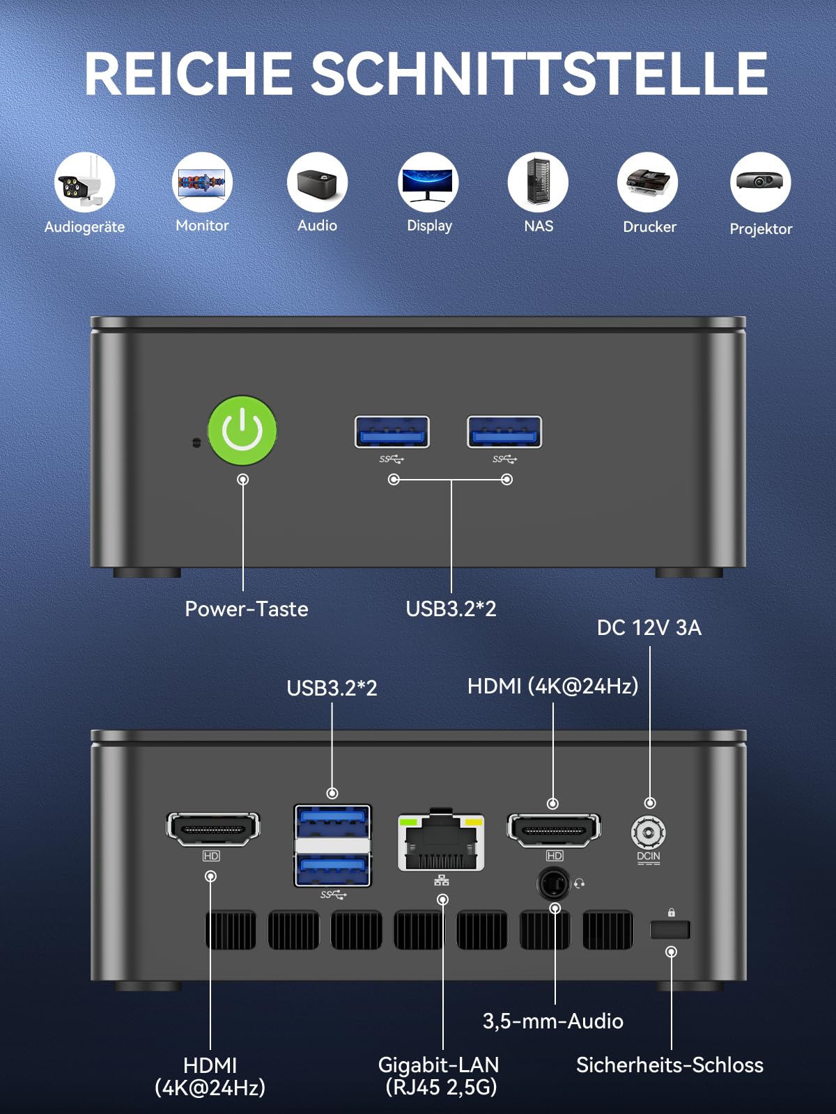 GMKtec G3 Pro Mini PC, 16 GB RAM 256 GB SSD M.2 Intel i3-10110U 4,1 GHz Mini Desktop-PC mit VESA-Unterstützung für Büro, Haus, Unternehmen, HTPC, Proxmox, Dual Display 4K, WiFi 6