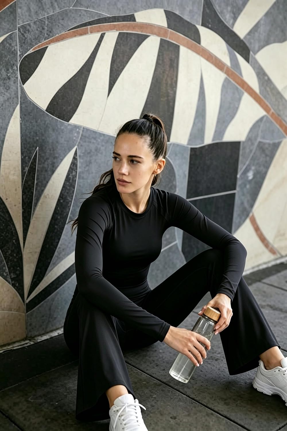 Aoxjox Women's Workout Lumira Flare Leggings High Waisted Tummy Control Lumastretch™ Luxe Buttery Soft Wide Leg Yoga Pant 32"