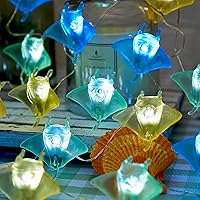 Vista 11 de Guirnalda de luces decorativas con temática náutica, decoración de océano, playa, para exteriores, ballena, tiburón, linda vida marina, novedad