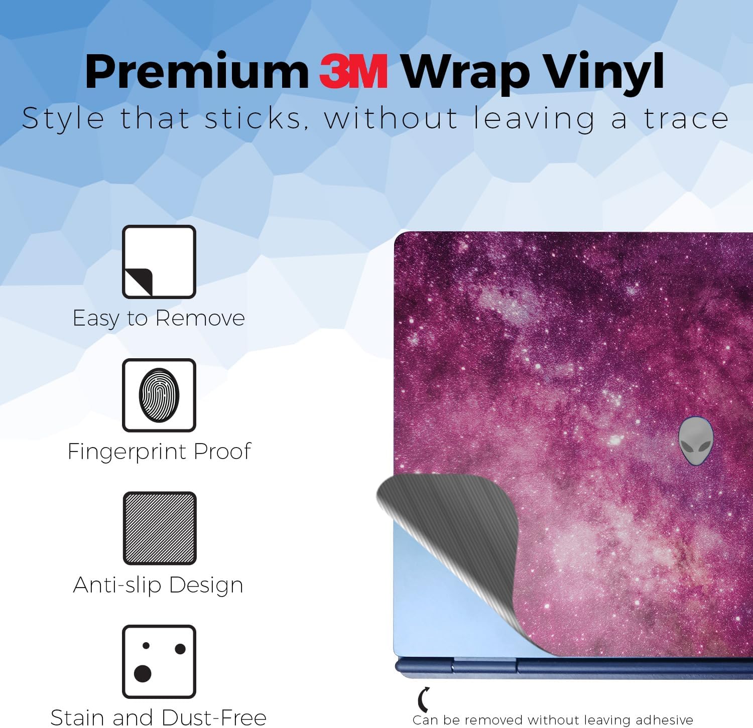 Glossy Glitter Laptop Skin Compatible with Alienware 16/16X Aurora (2025) - Pink Stars - Premium 3M Vinyl Protective Wrap Decal Cover - Easy to Apply | Crafted in The USA by MightySkins
