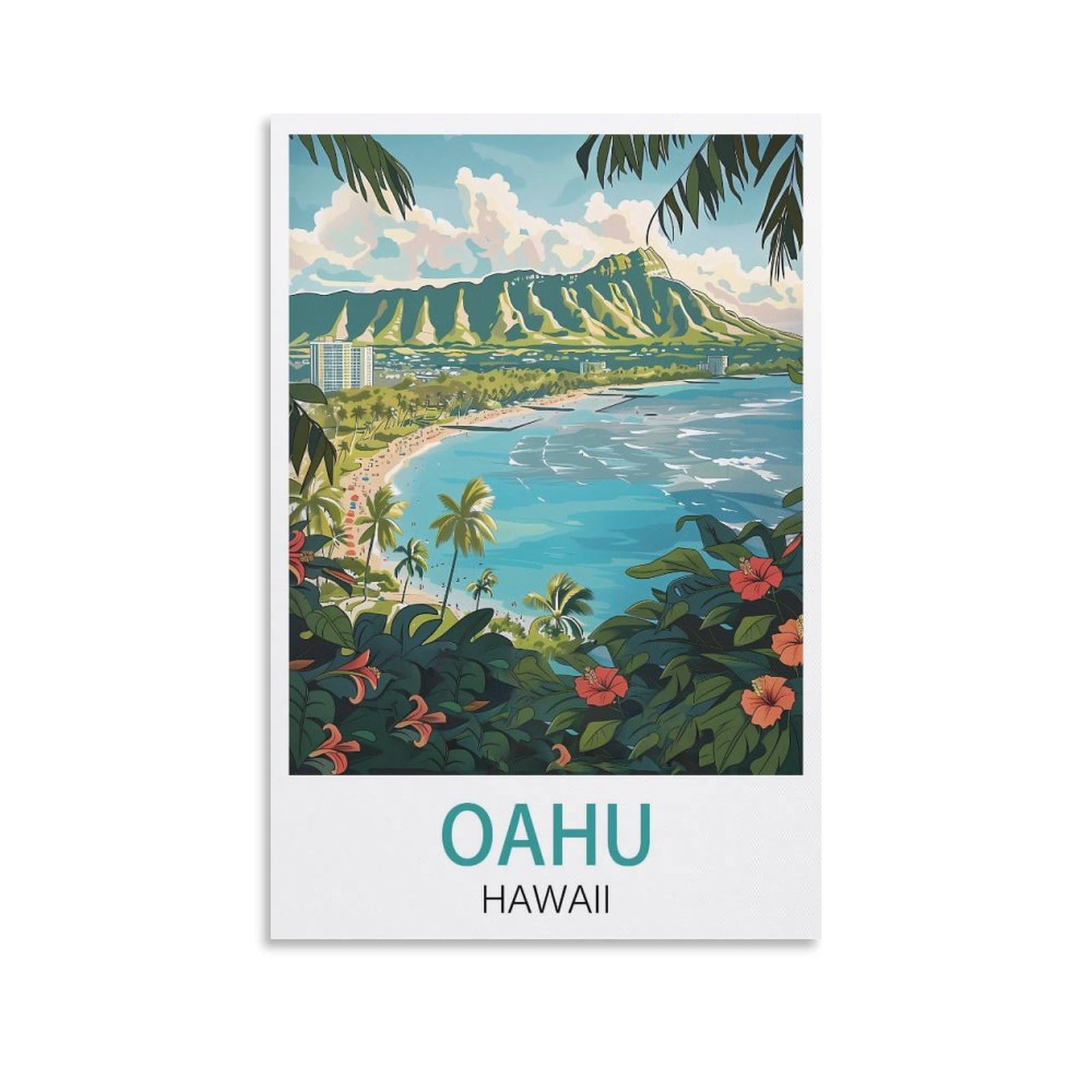 EZMLFA Diamond Art Kits Adults,Oahu Hawaii,5D Dimond Picture, Crystal Gem Art Crafts for Boys Girls, DIY Mosaic Creations Set for Home Decor 30x40cm