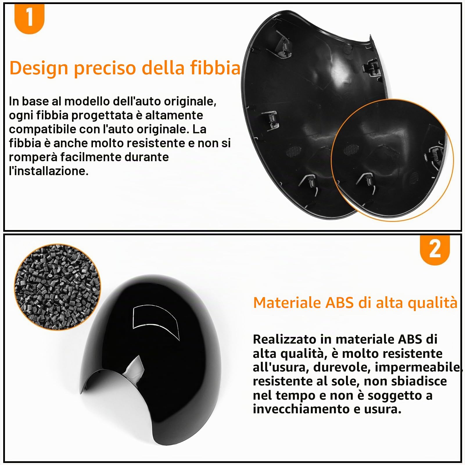 TTCR-II 2 PCS Calotte Specchietti Compatibile con Mini Cooper R56 Copri Specchietti R55 R56 R57 R58 R59 R60 R61 Calotta Specchietto 2007 2008 2009 2010 2011 2012-2015 (Specchio pieghevole manuale)