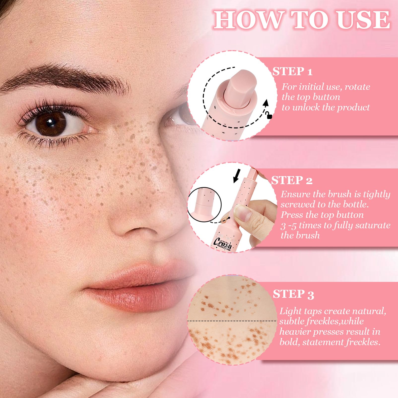 Timbro per Lentiggini Finte Waterproof,Timbro per Lentiggini a Cinque Punti,Freckle Maker, Simulazione Naturale per Trucco a Lunga Durata,Facile da Colorare,Impermeabile (Marrone chiaro)