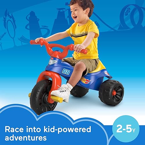 Vista 20 de Fisher-Price Triciclo para niños pequeños Barbie Tough Trike, bicicleta de juguete con agarres de manillar y almacenamiento para jugar al aire
