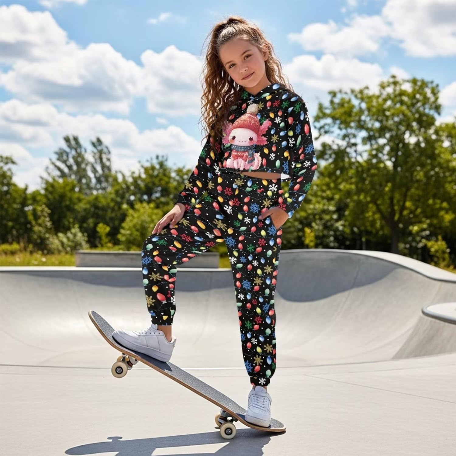 WELLFLYHOM Girls Clothes Set 4-13 2 Pcs Pullover Cropped Hoodie and Pants Set Long Sleeve Hoodie Sweatshirt and Jogger Pant