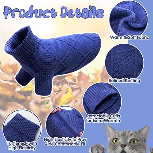 Miniatura 2 de EMUST Suéter para perros, suéter de punto de Navidad para perro con cuello alto, suéter elástico para perro mediano para bulldog francés, perros