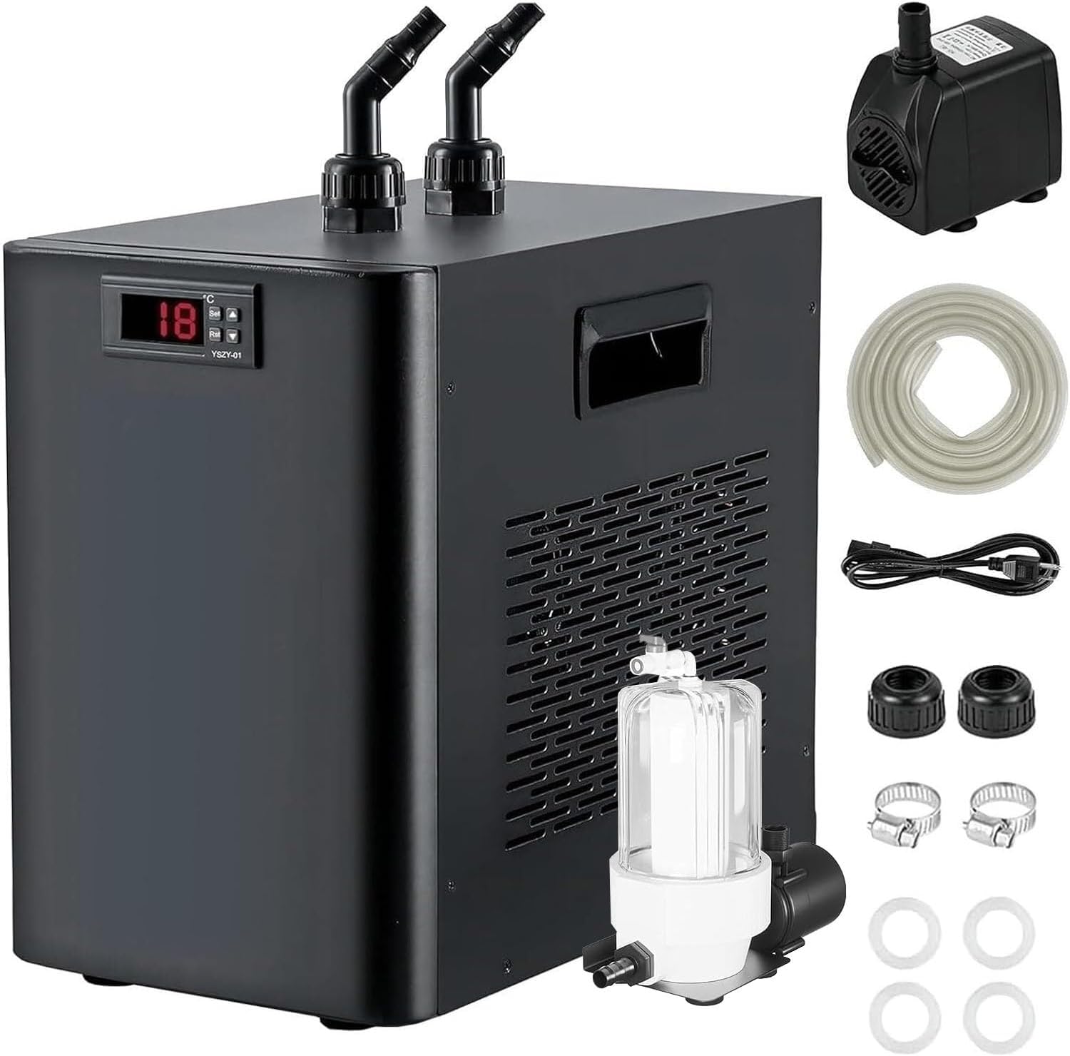 42/79/132 Gal Aquarium Chiller for Fish Tank, Fish Tank Cooling Systems with Quiet Compressor and Optional Filt-ers, Coral Reef with Powerful Circulation Function Constant(300L-Fish Tank+BathTub)