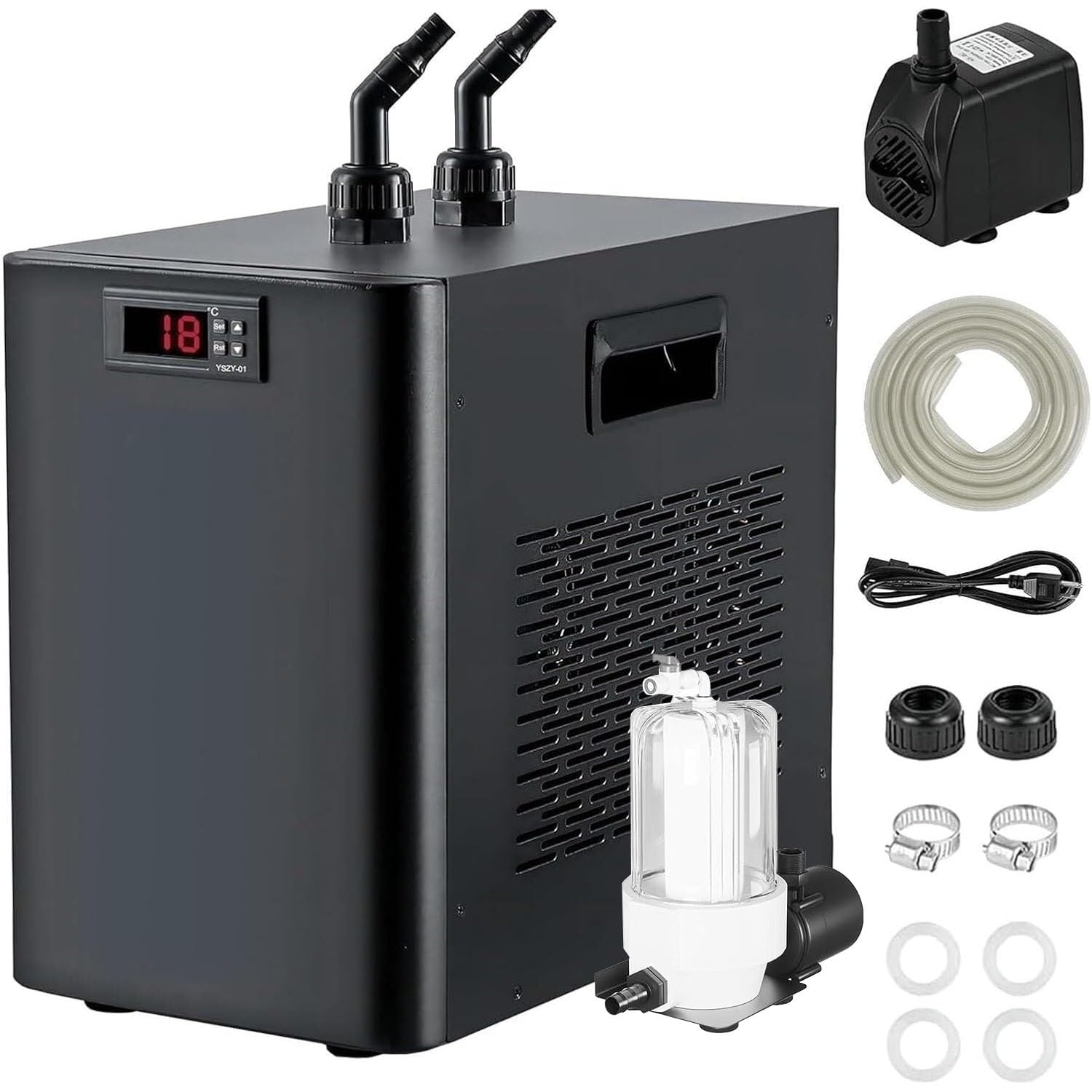 Refroidisseur D'aquarium 42/79/132 Gal Pour Aquarium, Systèmes De Refroidissement Avec Compresseur Silencieux, Récif Corallien Avec Fonction De Circulation Puissante, Constante(300L-Fish Tank+BathTub)