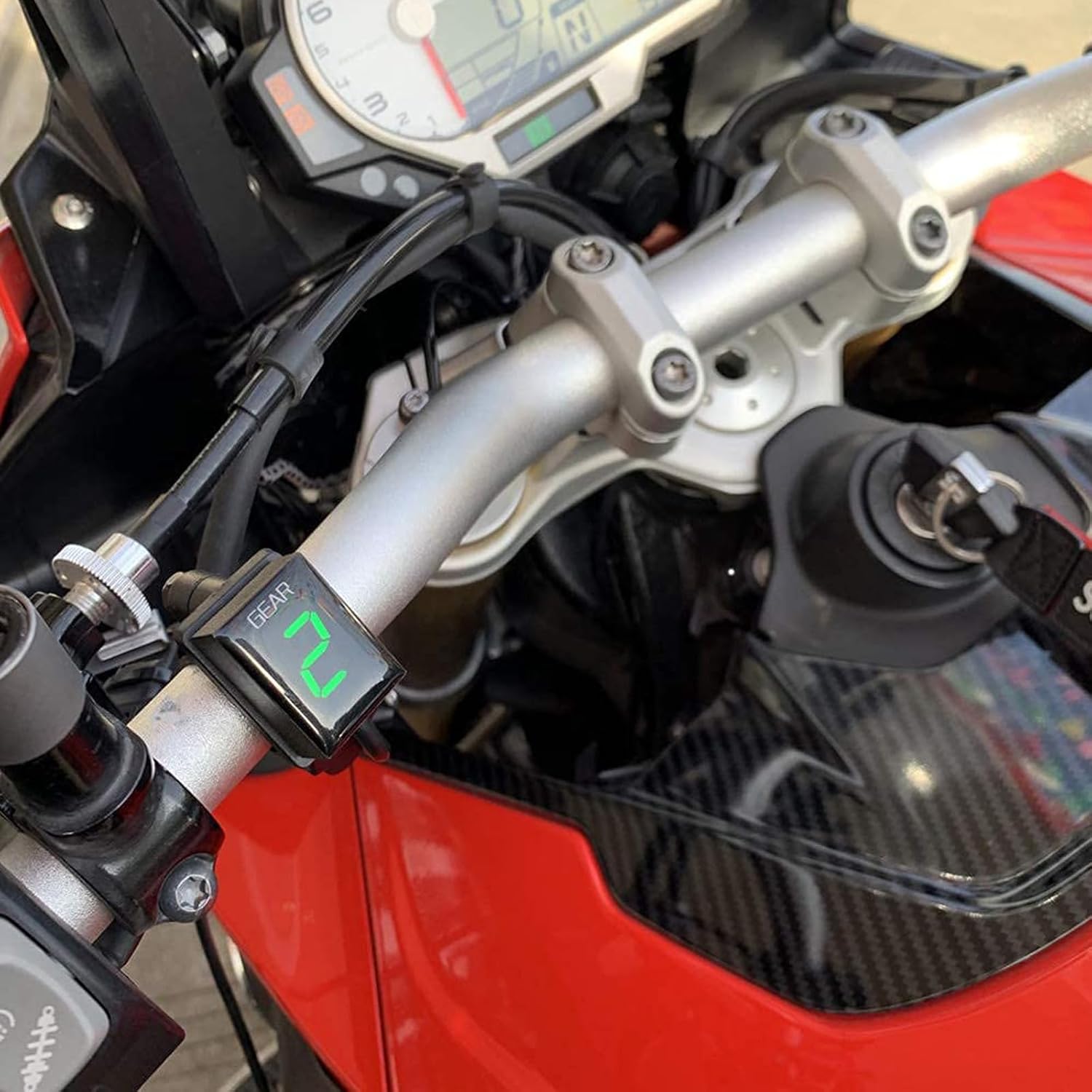 Motorcycle Gear Indicator Compatible with Yamaha with Holder Bracket,Waterproof LED Display Digital Display Speedometer Shift Lever Sensors (Blue)