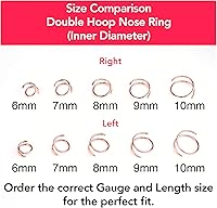 Vista 1 de Anillo de nariz doble chapado en oro de 14 quilates para mujeres y hombres, hipoalergénico en espiral, joyería de nariz para piercing individual