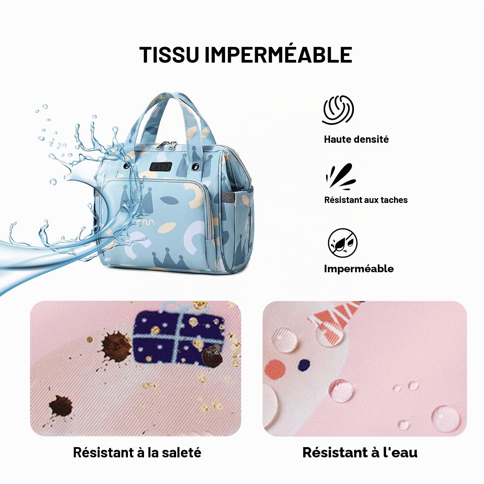 SONARIN Multifonctionnel Sacs à Dos à Langer pour Bébé,Léger Imperméable Sacs à Langer Fourre-tout Sac à Bandoulière Sac de Maternité Sac à Couches de Voyage pour Maman & Papa(Bleu)