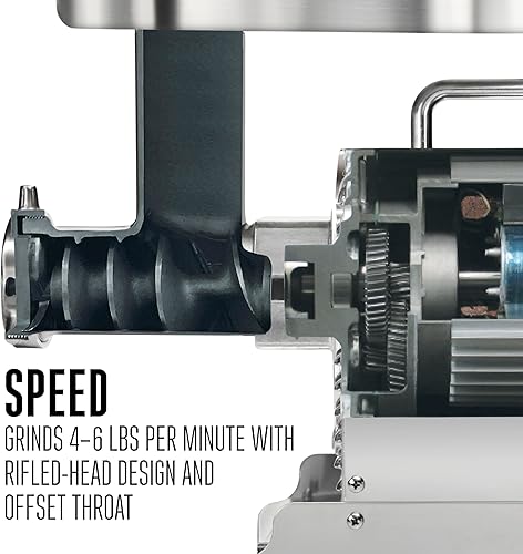 Miniatura 3 de Weston Molinillo eléctrico de carne Pro Series, grado comercial, 560 vatios, 0.75 HP, 6 libras por minuto, acero inoxidable (10-0801-W)