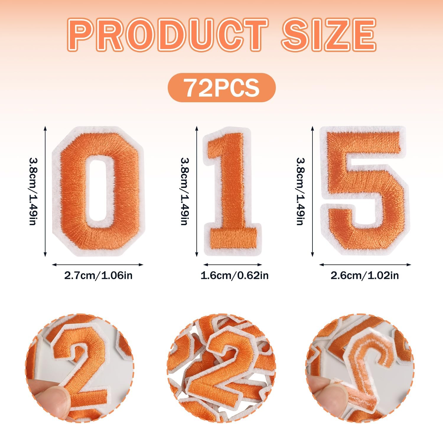 FR 72 Pcs Iron on Letters and Numbers Patches, Varsity Alphabet Embroidered Patch A-Z, Numbers 0-9 Applique for Clothes, Dress, Hat, Jeans, DIY Accessories (Orange)