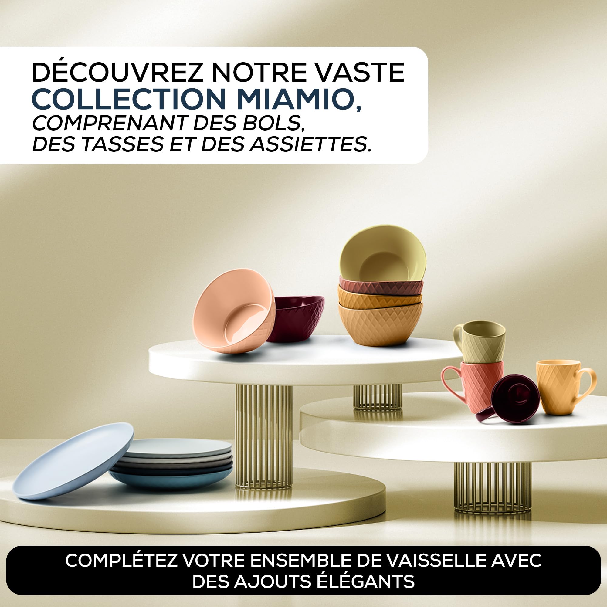 MIAMIO - lot de 6 bols céramiques 800 ml Palmanova (Rouge) pour cuisine | Bols en céramique pour céréales, salade et pâtes, 800 ml, Palmanova (Rouge). Pratique pour les repas et boissons à la maison.