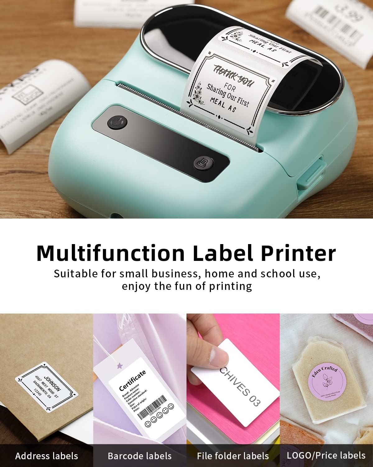 Phomemo M220 Label Maker - 3.14” Bluetooth Thermal Label Printer for Address, Barcode & Product Label, Portable Small Printer Compatible with Phone, Tablet & PC