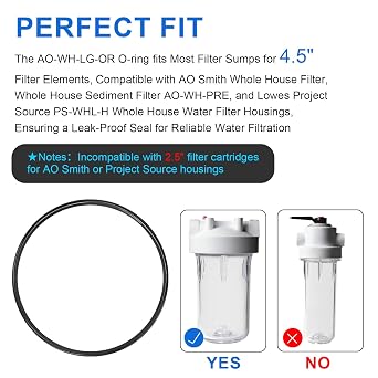 AO-WH-LG-OR Replacement O-Rings for AO Smith Whole House Water Filter AO-WH-PRE, 1074315 Water Sediment Filter O Rings Compatible with Most 4.5 Inch Filters Housings, 5.48 Inch Diameter - 3 Pack