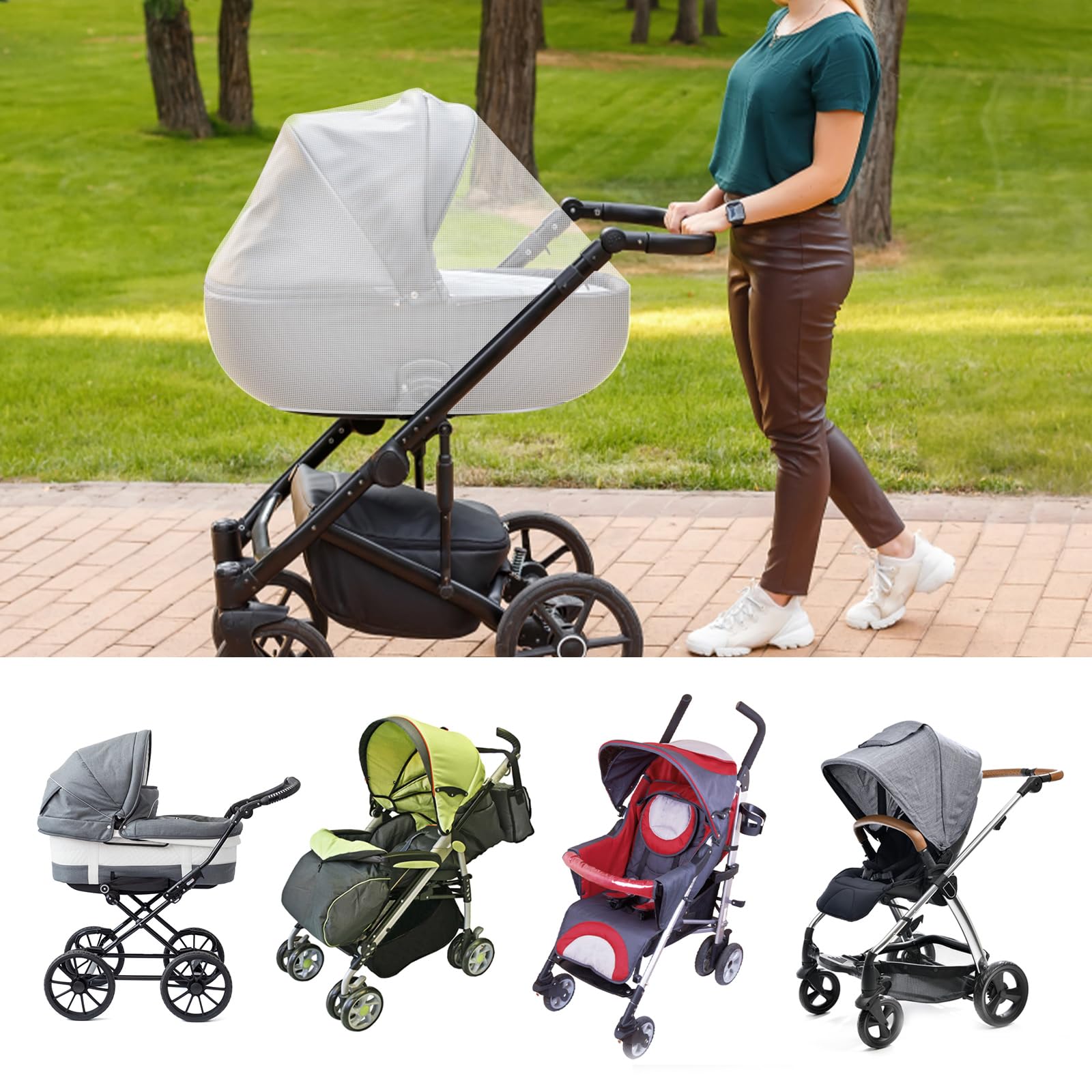 Universal Mosquitera Carrito Bebé, RISVOWO Mosquitera Universal para cochecitos y sillas de Paseo protección Ideal contra Avispas y Mosquitos Gracias a su Fino Tejido de Malla, Resistente y Lavable
