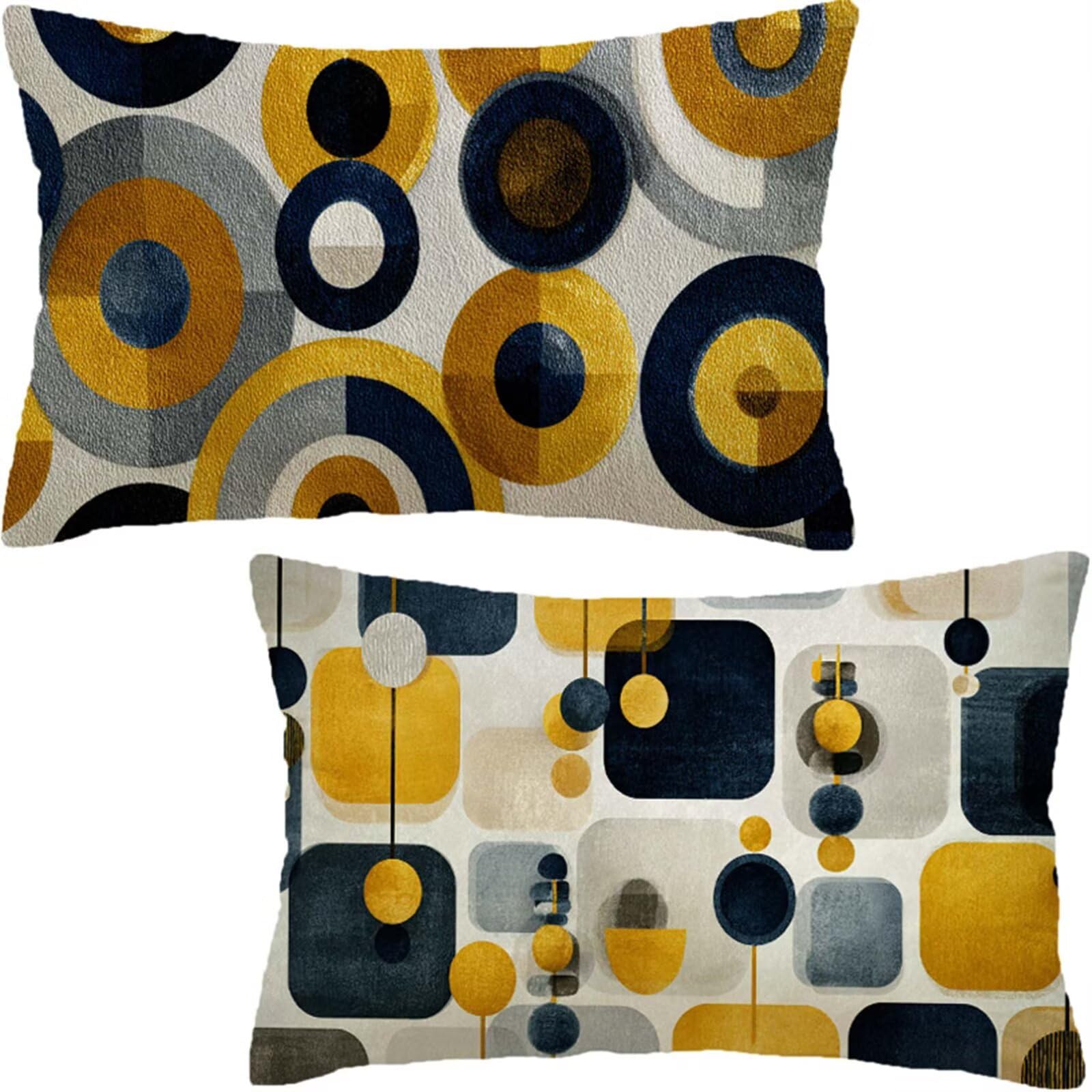 Poszewka na poduszkę 90 x 40 cm zestaw 2 sztuk, pomarańczowa poszewka na poduszkę na sofę, prostokątna poduszka dekoracyjna geometria poduszka zewnętrzna, poszewka na poduszkę na sofę salon dekoracja