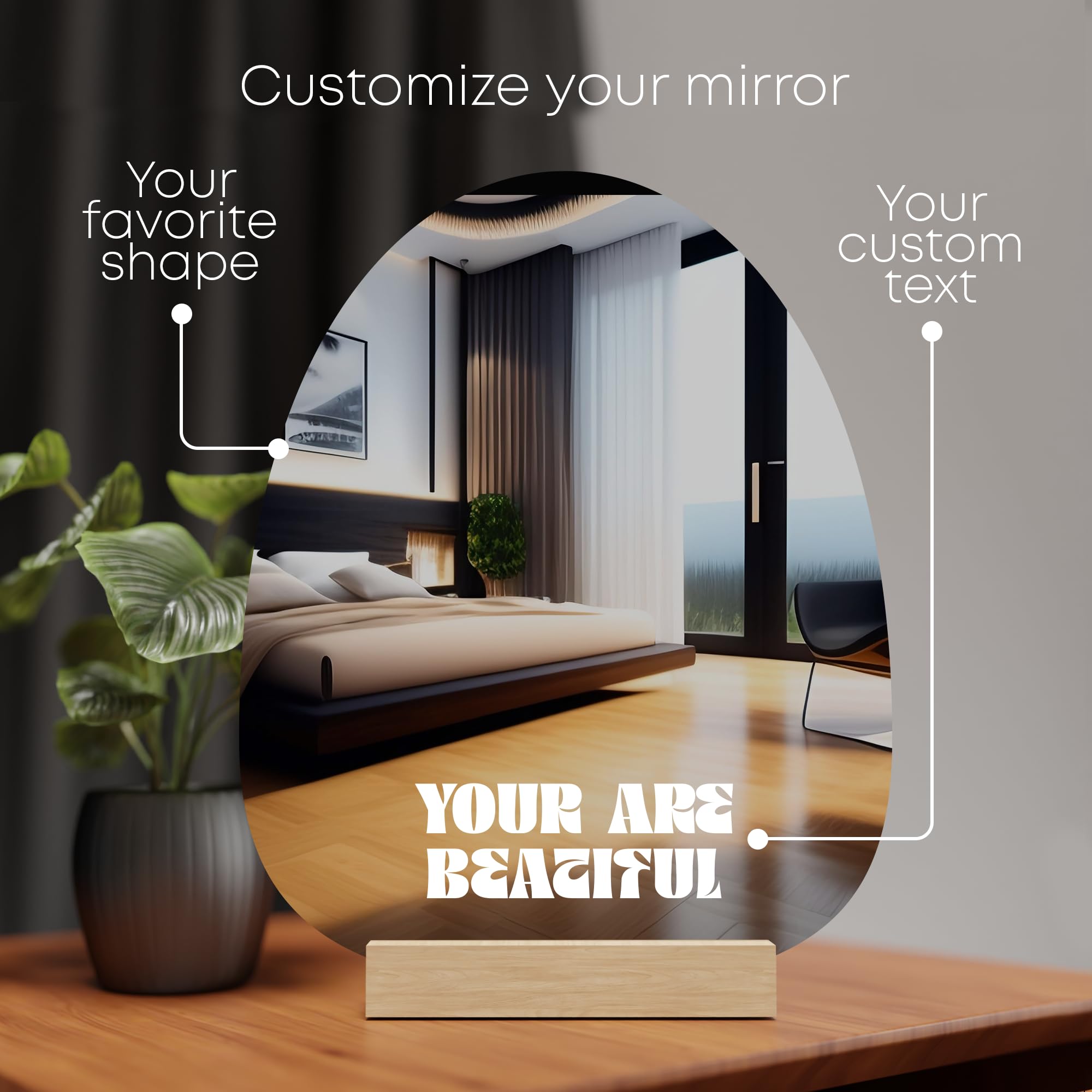 EGD Irregular Aesthetic Vanity Mirror Frameless with Your Custom Text I 8
