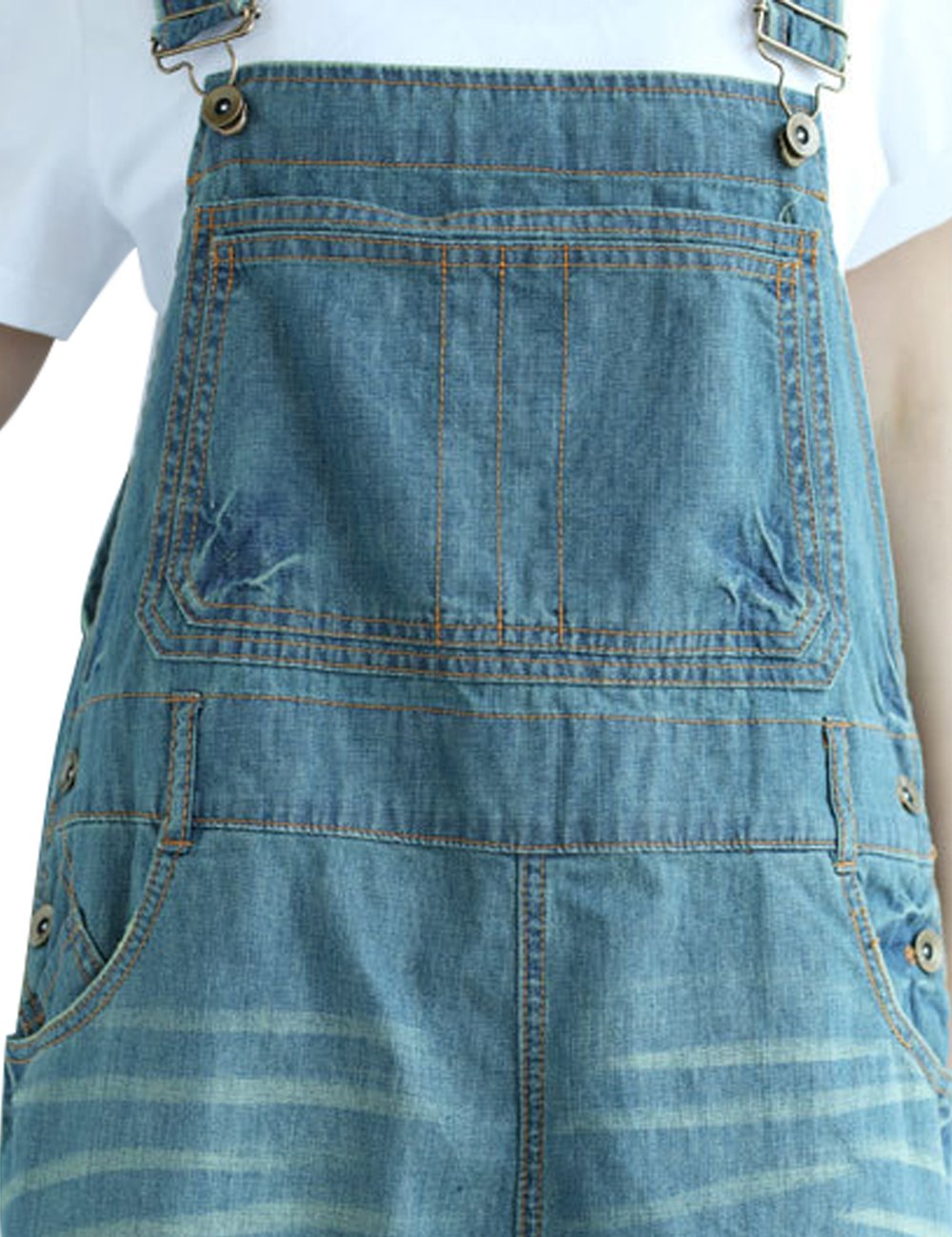Youlee Femmes Été Lettre imprimée Pantalon cinquième Denim salopettes