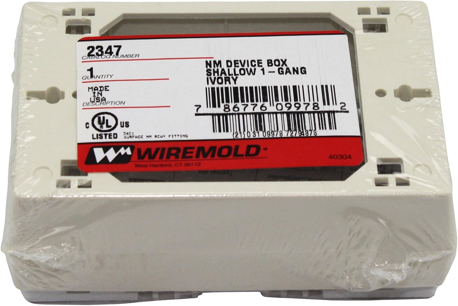 Wiremold 2347 NM Device Box 2300 Ivory, White