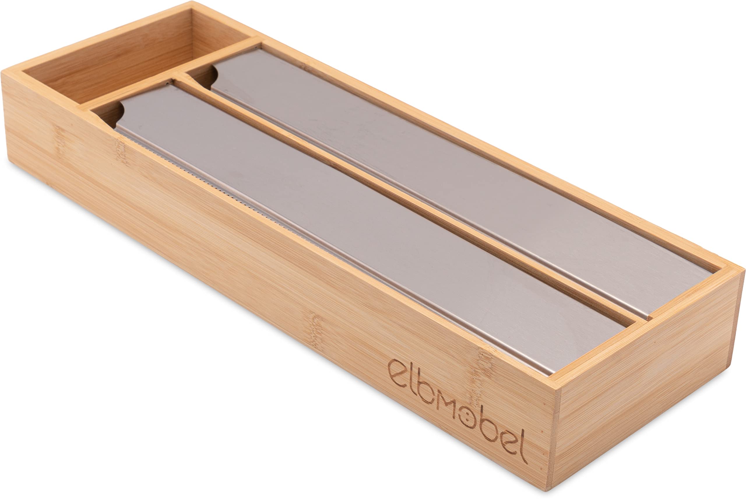 elbmöbel Foil Dispenser 39.5 x 13.5 x 5.5 cm Bamboo Organiser System Drawer Foil Cutter