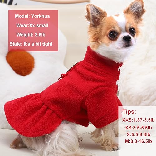 Miniatura 2 de Suéter para perros pequeños, vestido de forro polar para perro con anillo en D, ropa para perro de otoño e invierno, suéter cálido para cachorros,