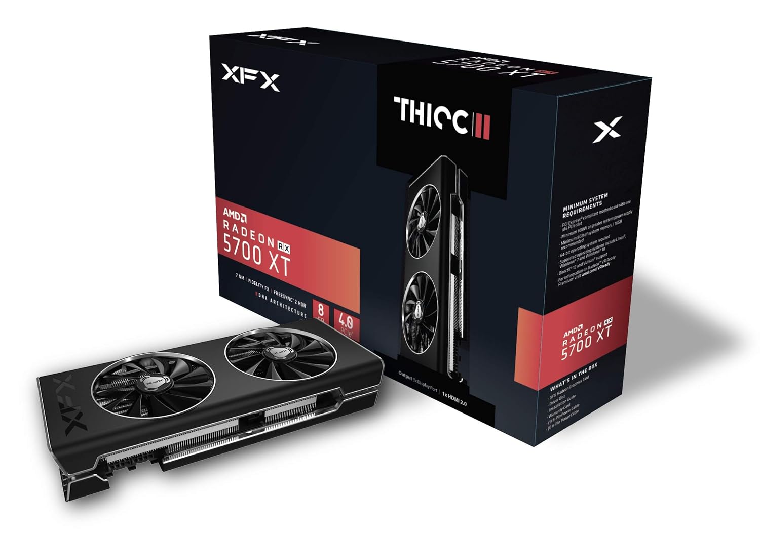 XFX RX 5700 Xt Thicc II 8GB GDDR6 1905MHz 3xDP HDMI PCI Express 4.0 Graphics Card Rx-57XT8DFD6