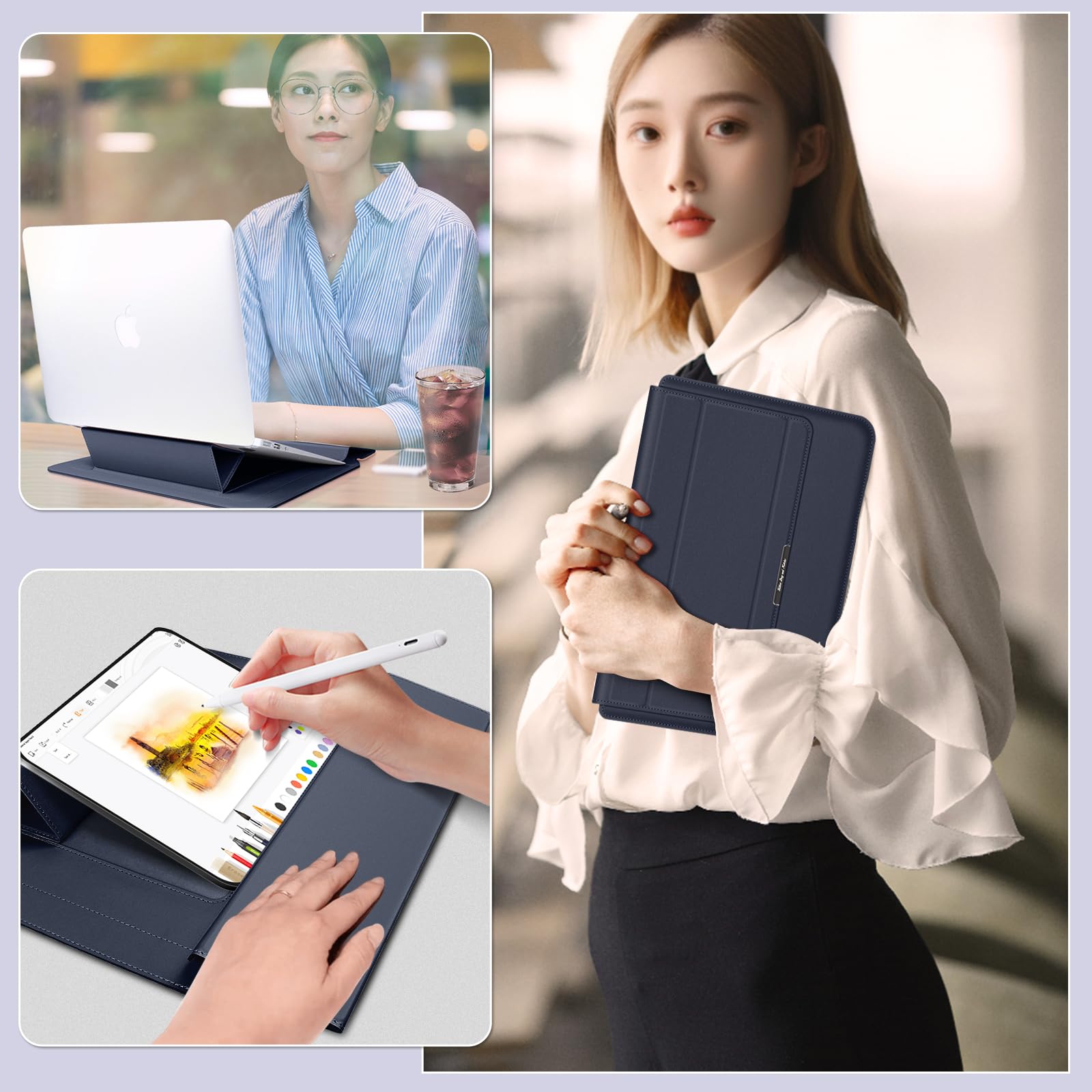 13 14 Pollici Custodie per PC Portatile Borsa con Funzione Stand per MacBook Air 13 M5/M4/M3/M2/M1 A3113 A2681 A2337, MacBook Pro 14 M5/M4/M3/M2 A3112 A3401 A3185 A2992 A2918 A2779 Blu