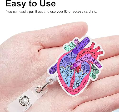 Miniatura 3 de Carrete de insignia de corazón divertido, carretes de insignias retráctiles, clip retráctil, soporte retráctil para enfermeras, profesores de