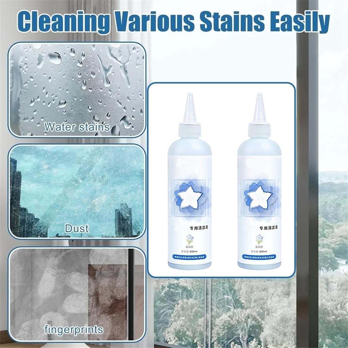 Nettoyant vitres robotisé liquide 2 x 230 ml – Solution de nettoyage multi-surfaces for vitres – Compatible avec ECOVACS Winbot W2 PRO OMNI/W2 OMNI/W2 PRO/W1 PRO – Tous modèles de vitres