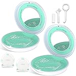 2PCS Retainer Case with Mirror and Adjustable Vent Holes, Cute Slim Aligner Case Compatible with Invisalign, Night Mouth Guard Case, With Retainer Remover Tool, Chew & Brush, White+White