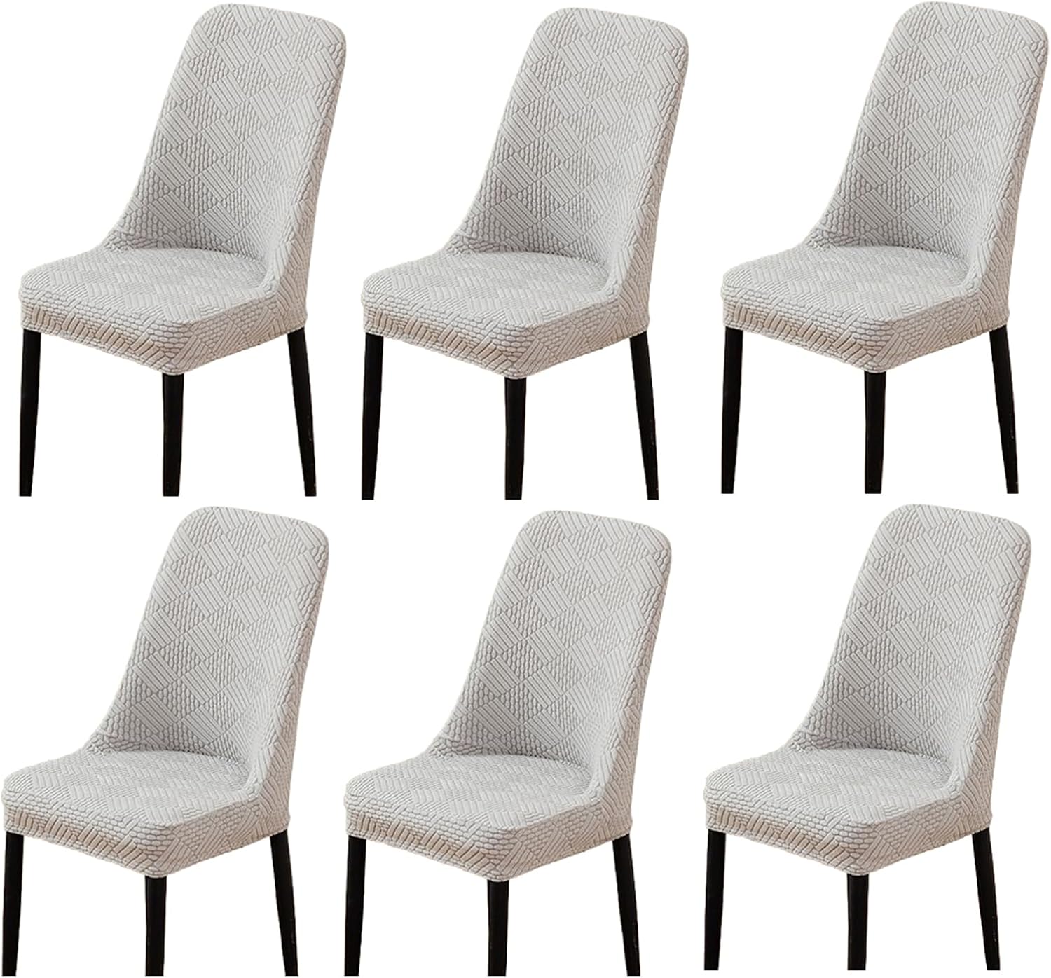 Dining Chairs Slipcovers Set of 2/4/6, Curved Back Chair Slipcover Stretch Dining Chair Cover Without Arms, Removable Office Desk Chair Protector Covers,C,6pcs