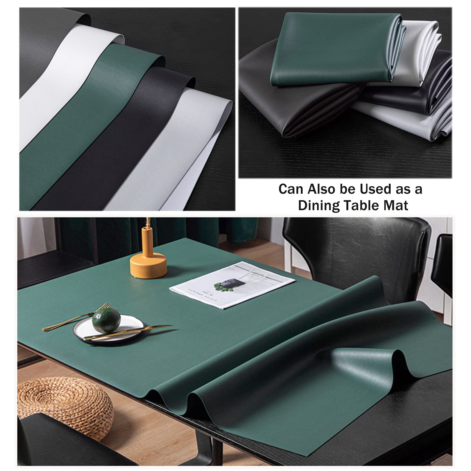Sottomano in Pelle, Tappetino Scrivania Grande, Tappetini da Tavolo Sala da Pranzo, Tappetino Mouse Grande, Tappeto Scrivania da Ufficio, Tappetino da Scrittoio Impe(Size:70×100 cm,Color:Green)