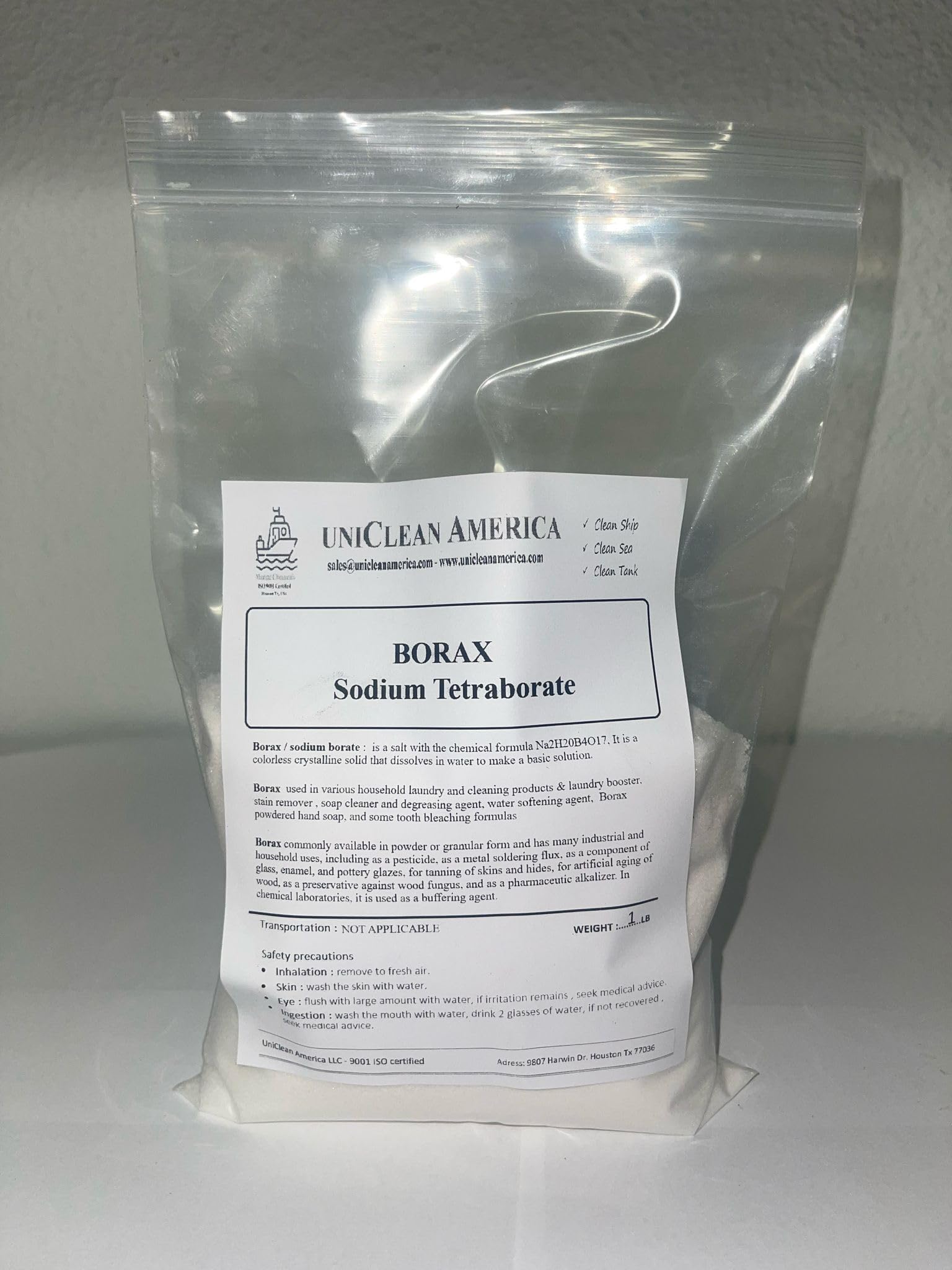 Borax I Sodium Borate I Sodium TETRABORATE I 5 MOL Highly Concentrate Pure 99.9% I Cleaning Booster - Stain Remover I Made in USA I Weight : 5LB