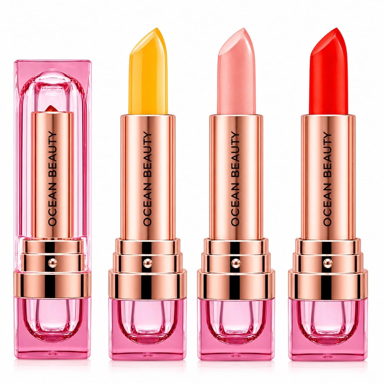 OB Ocean Beauty Waterproof Colour Change Lipstick pH Hydrating Reactive Moisturizing Lip Balm Long Lasting Color Changing Magic Lipstick Gloss Finish Natural Pink Tint, Smudge Resistant for Girls Women Combo Set Pack Kit-image-37