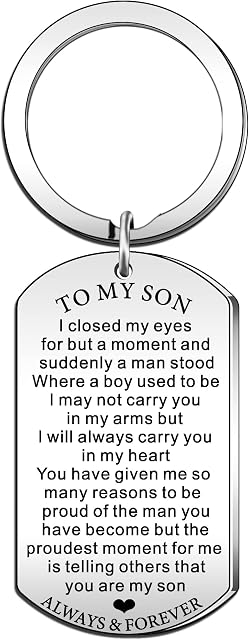 SDOFY Son Gifts from Mum Son Keyring Inspirational Birthday Christmas Gifts for Son