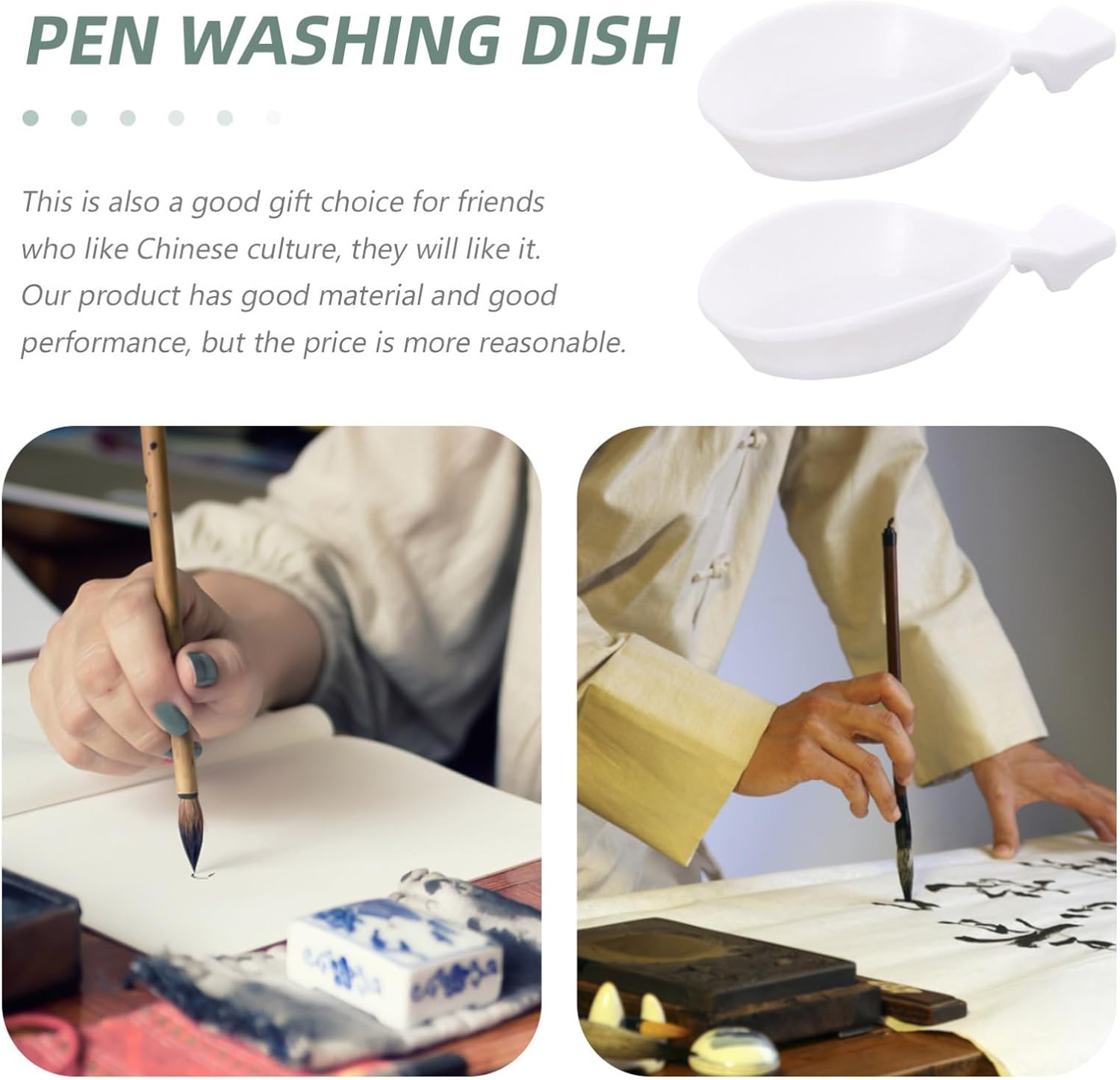 Housoutil 3pcs Ink Plates Ink Dish and Brush Holder for Calligraphy Painting Multi-Functional Water Dish for Artists for Office Home Use
