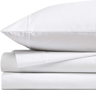 Sheet Set, Breathable Percale Cotton Bedding, 200 Thread Count, Deep Pockets & Moisture Wicking, Solid Home Decor (Cool Zone White, King)