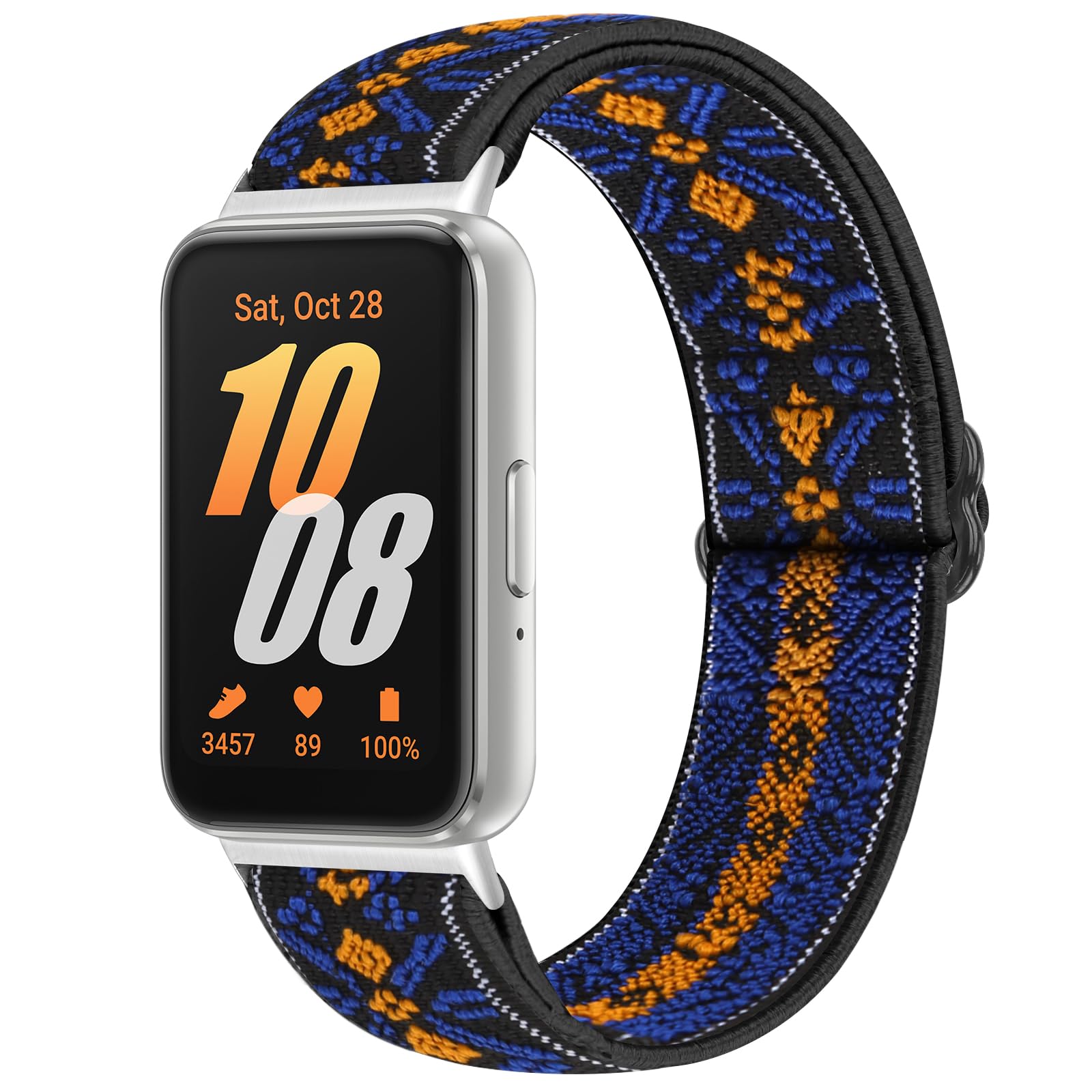 Yunshare Elastic Nylon Wristband Compatible with Samsung Galaxy Fit 3, Adjustable Stretchy Nylon Replacement Strap for Galaxy Fit3 SM-R390 for Men and Women, Nylon, No gemstone