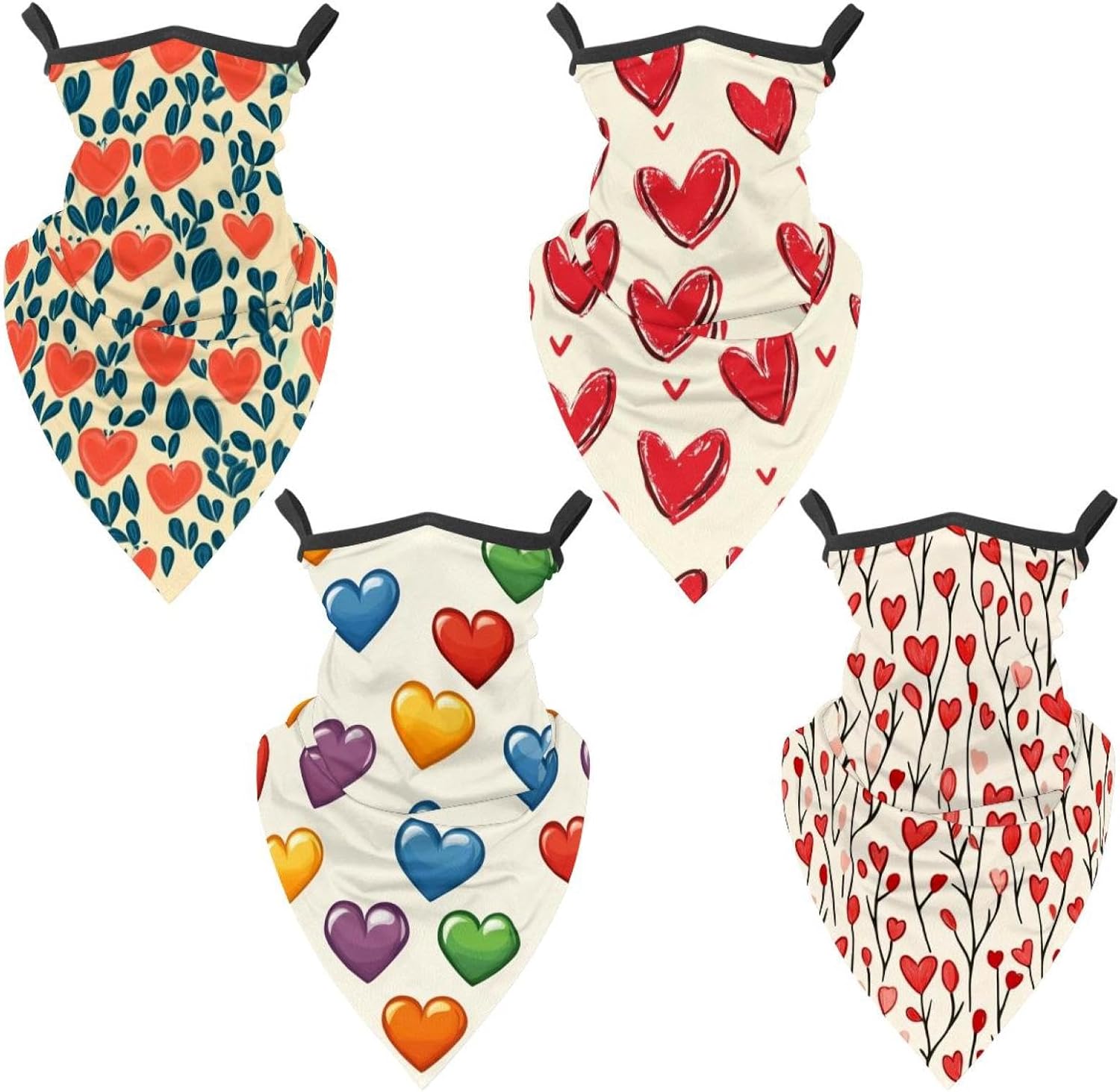 4 Pieces Hearts UV Protector Scarf, Summer Cooling Neck Gaiter for Men/Women