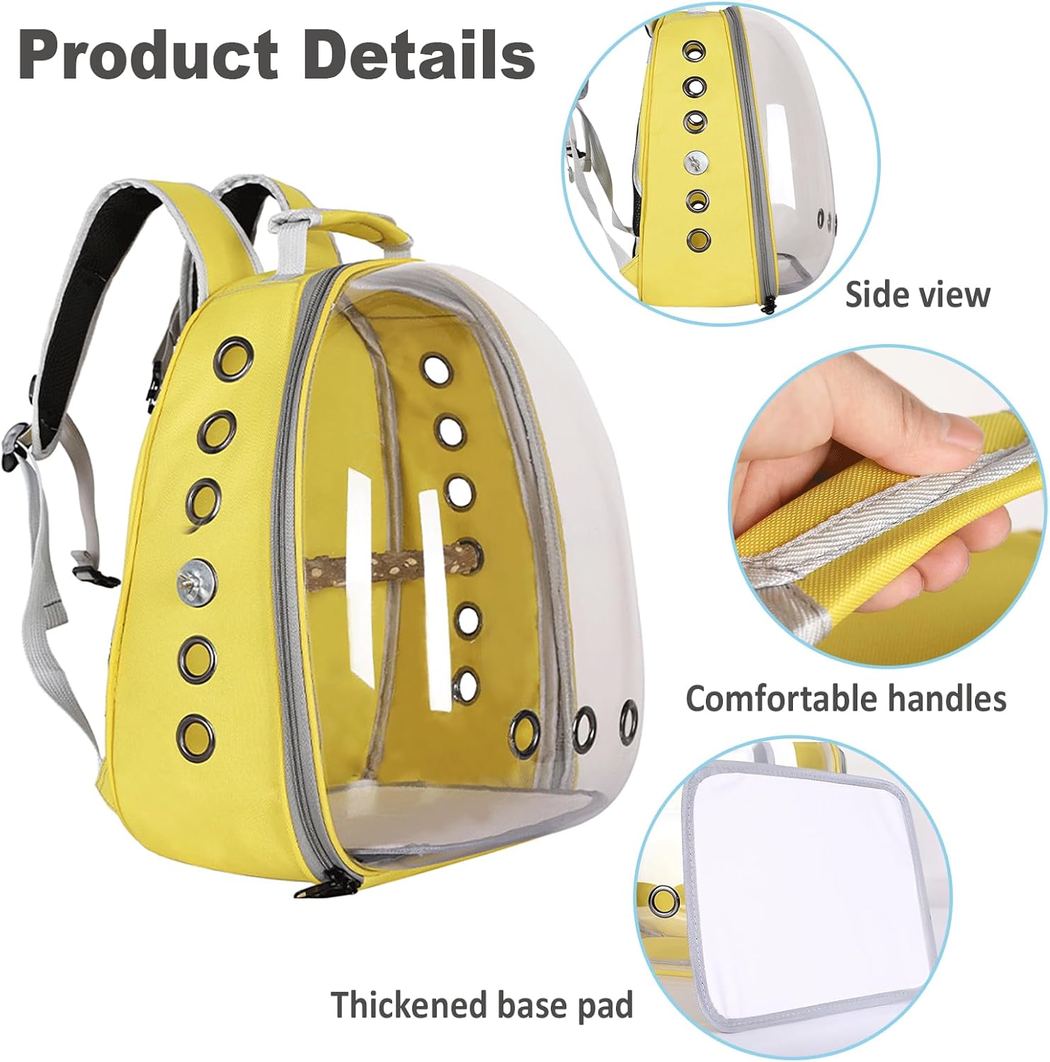 Bird Carrier Backpack with Wood Perch, Transparent Bird Travel Cage, Portable Pet Carrier Backpack, Breathable Hangbag for Vet Transport Camping Hiking (Pink)