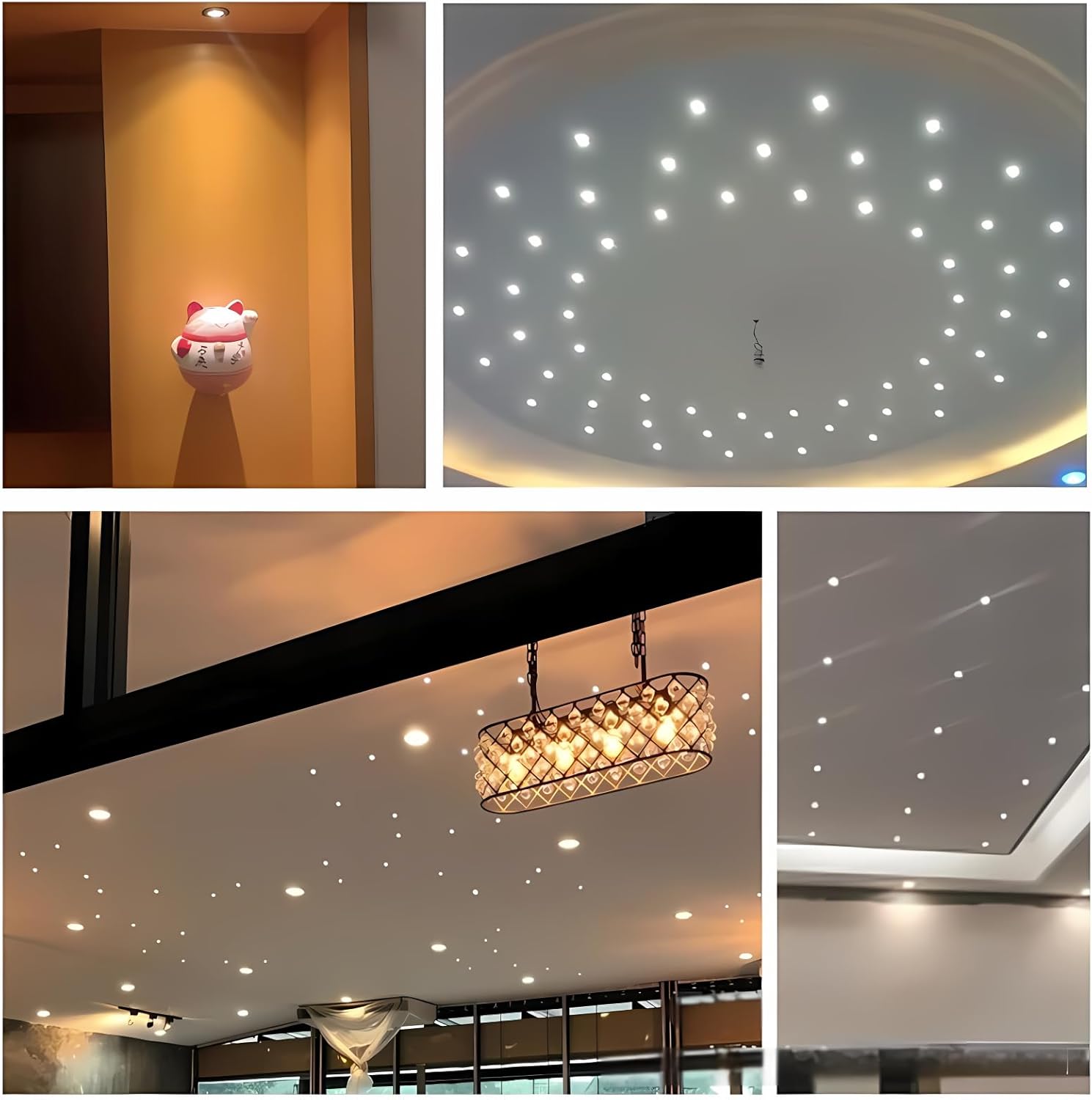 DC12V 1W Mini Spotlight Light - 10PCS with Transformer, 15mm Cut-Out, for Cabinet Wine Display Jewelry Ceiling Lighting 4000K White(120°anglelight)
