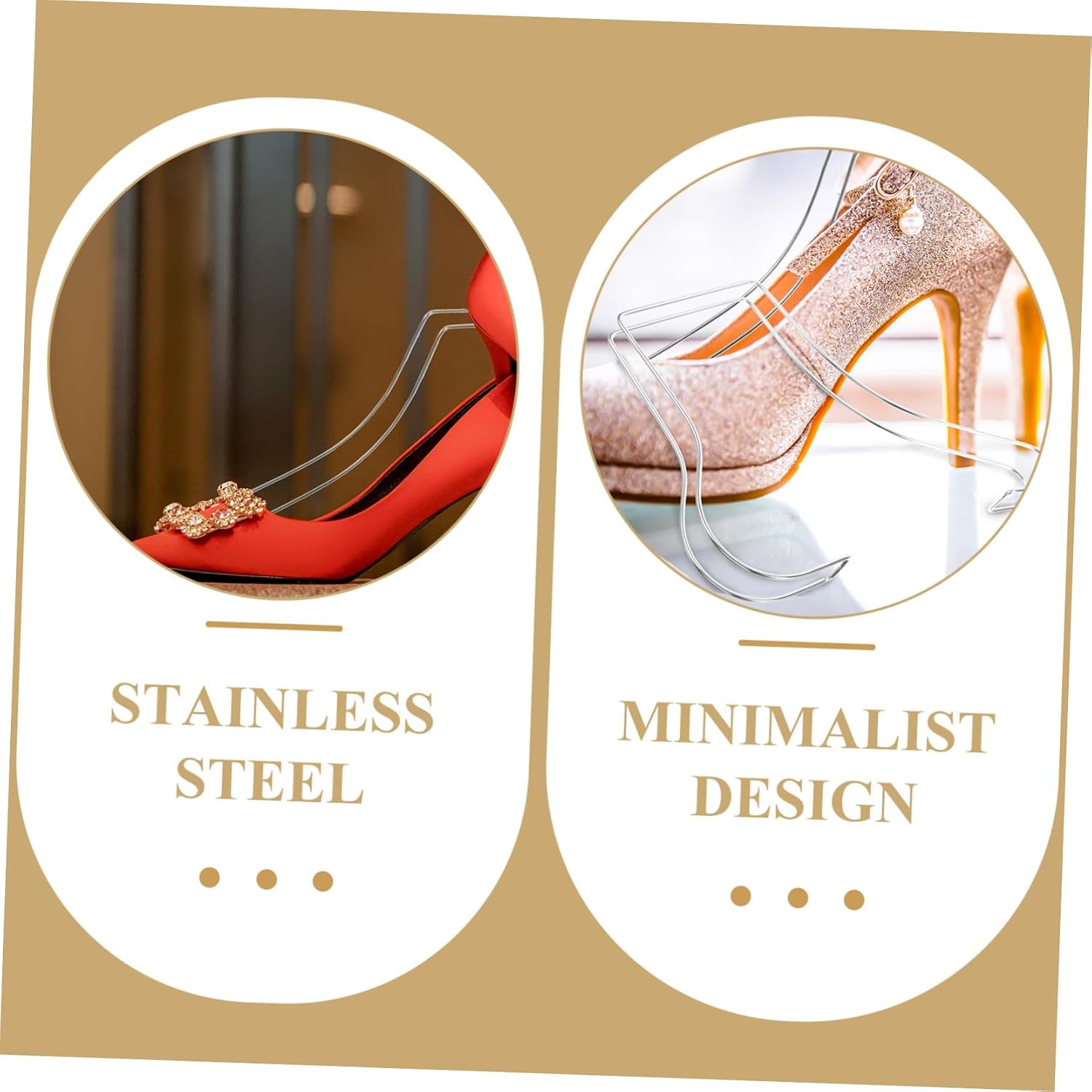 PRETYZOOM 2Pcs Stainless Steel Shoe Display Support Stand for Sandals High Heels Shoe Shaper Holder Shoe for Travel Storage