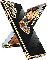 Vista 103 de LeYi para Funda de Teléfono Samsung Galaxy A13-5G: Protector de Pantalla de Vidrio Templado, Soporte Magnético Giratório de Anillo 360°, Borde Negro