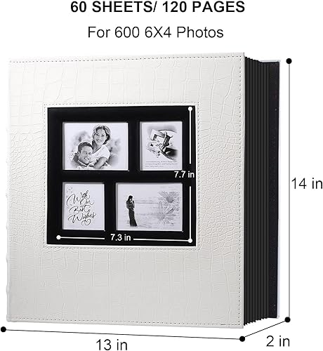 Miniatura 6 de Vienrose - Álbum de fotos para 600 fotos de 4 x 6, hecho de cuero, gran capacidad, para recuerdos familiares, bodas, aniversarios, bebés, vacaciones