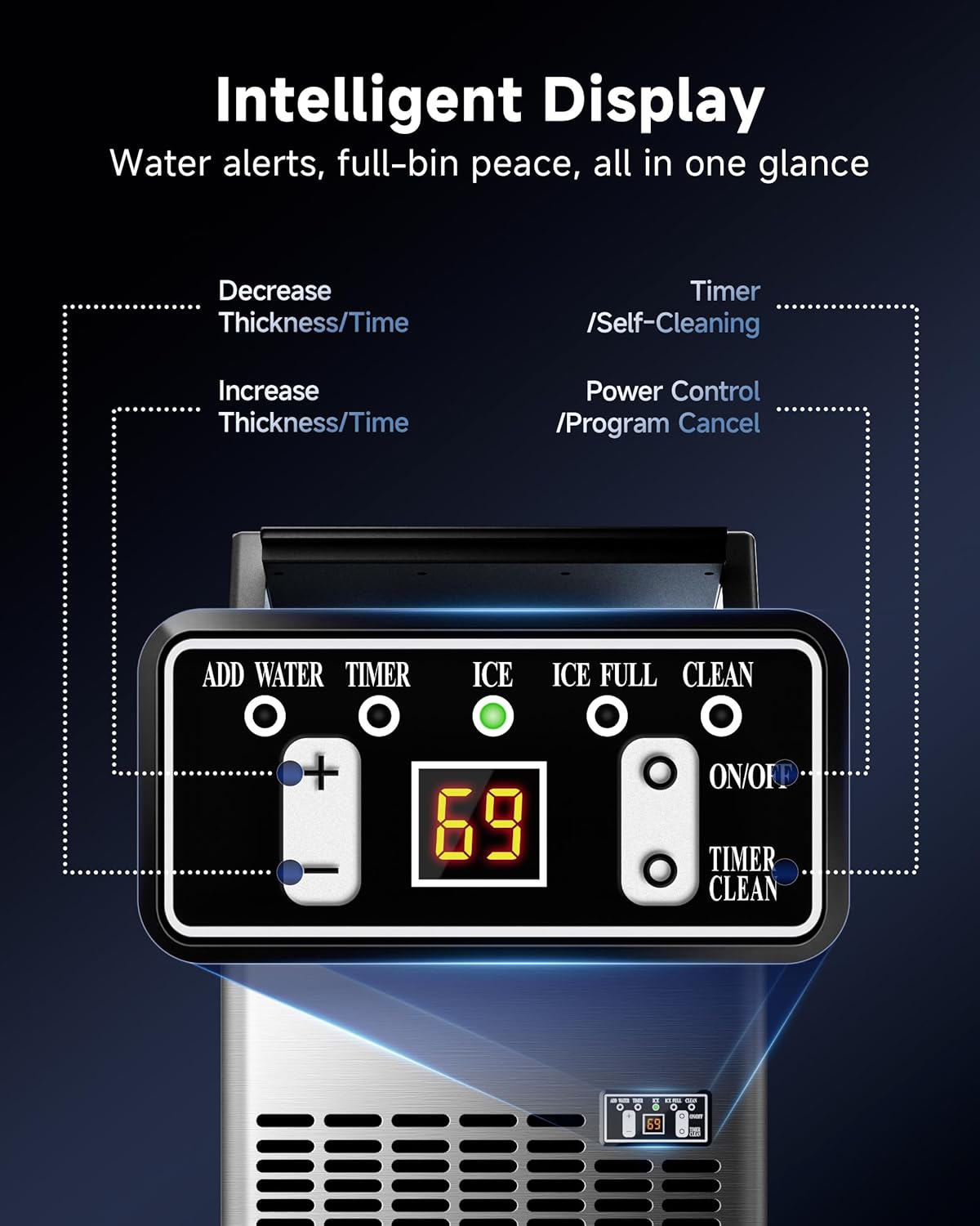 Commercial Ice Maker, 95Lbs/Day, 45 Cubes in 12 Mins, Under Counter Ice Maker with 33Lbs Storage, Self-Cleaning, Timer, Ice Maker Machine for Home/Bar/Cafe