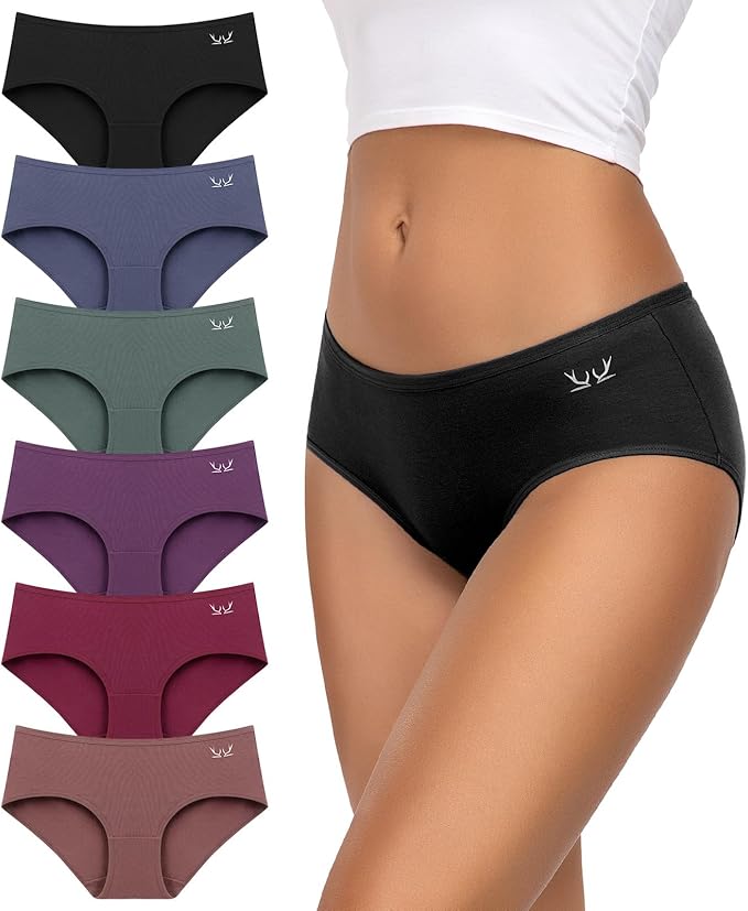 TANSTC Womens Underwear Low Rise Cotton Hipster Panties Soft Stretch Briefs Breathable Ladies Underpants 6 Pack