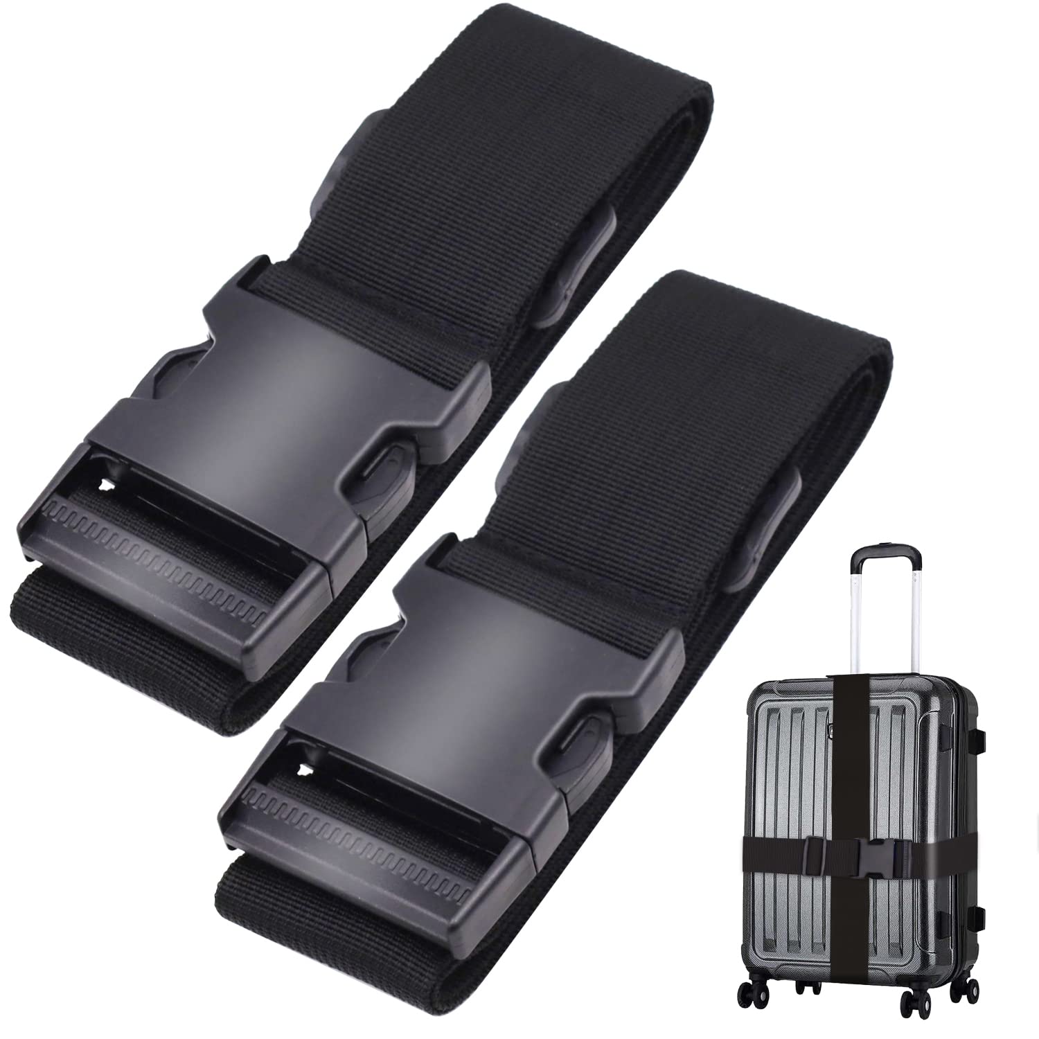 Abnaok 2 Packs Personalised luggage straps for suitcases, Adjustable Luggage Belts Travel Suitcase Travel Accessories