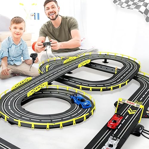 Miniatura 2 de Slot Car Race Track Sets Electric Race Car Track,Juguetes para edades de 6-8 8-12, Juego de Carreras Dual 2 Controladores de Mano 2 Pista Circular